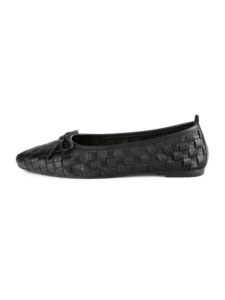 Leren ballerina's zwart