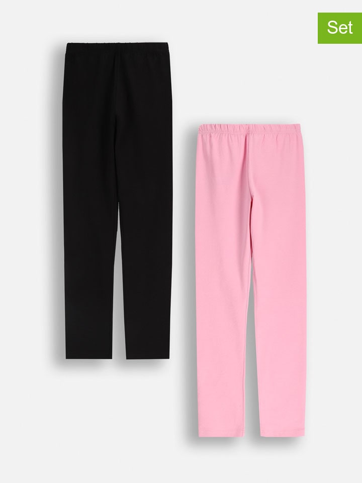 Legginsy (2 pary) w kolorze czarnym i jasnoróżowym