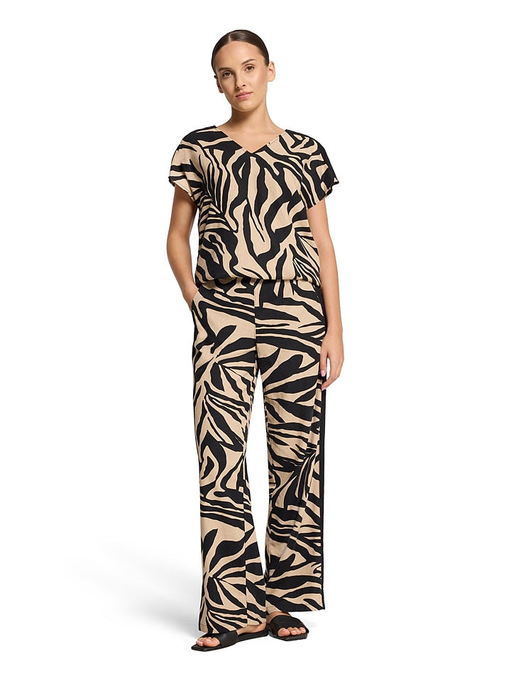 Bluse in Beige/ Schwarz