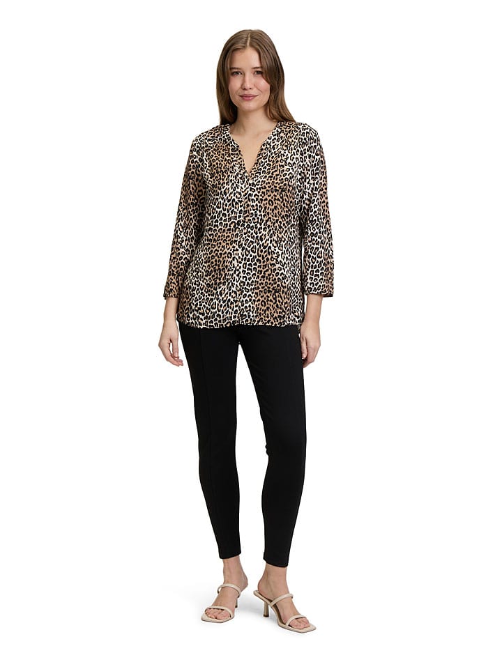 Bluse in Camel/ Schwarz