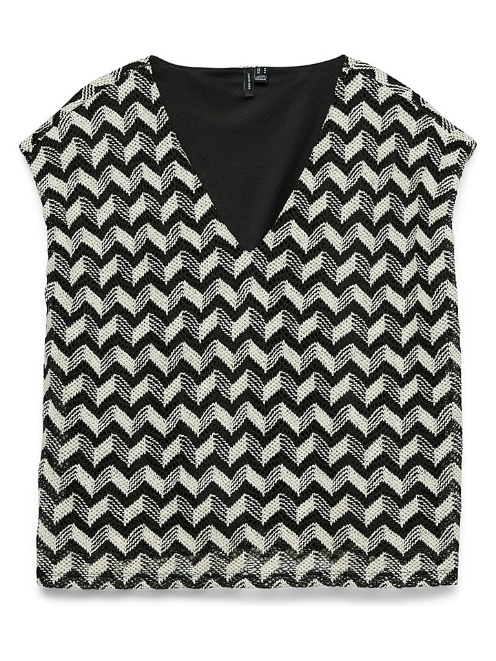 Blusentop in Schwarz/ Creme