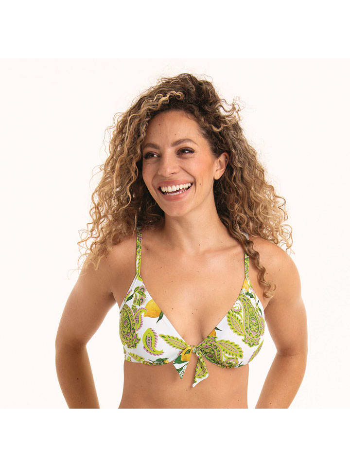 Bikini-Oberteil "Elsy" in Limette/ Weiß