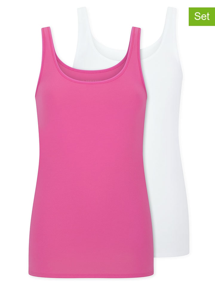 2er-Set: Hemdchen in Pink/ Weiß