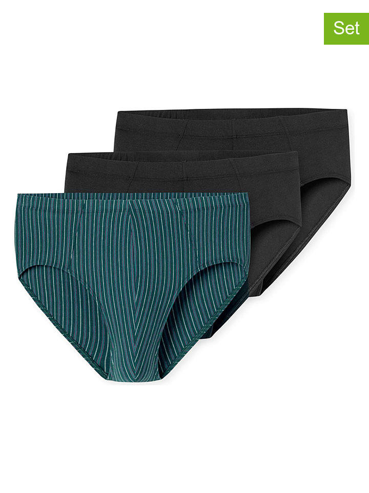 3-delige set: slips petrol/zwart
