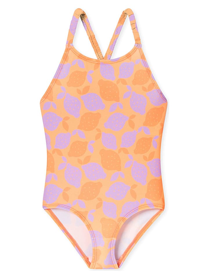 Badeanzug in Apricot/ Flieder