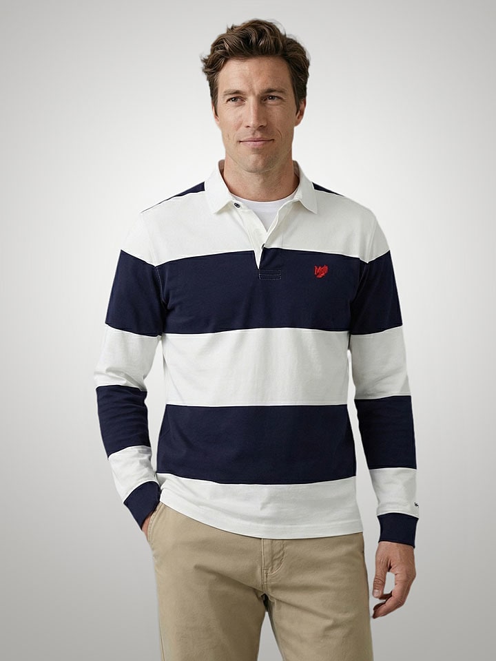 Poloshirt in Weiß/ Dunkelblau