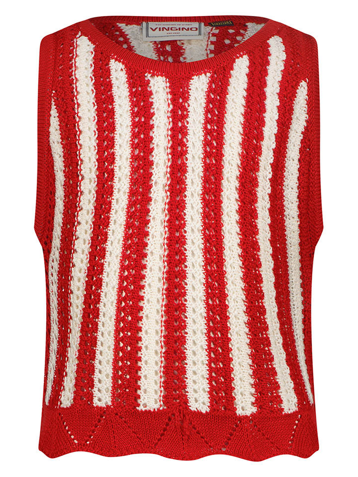 Top in Rot/ Creme
