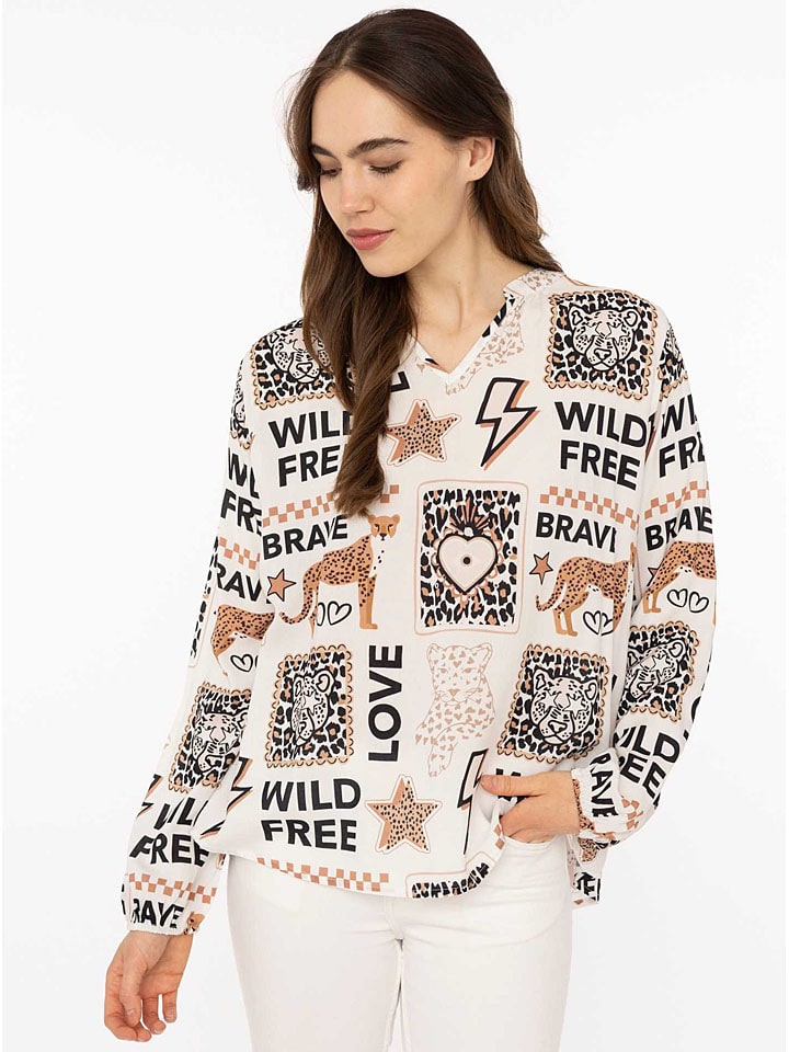 Bluzka "Wild Love" w kolorze kremowym