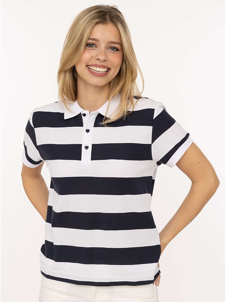 Koszulka polo "Stripes" w kolorze biało-granatowym