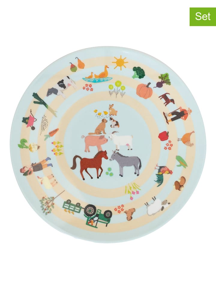 2er-Set: Frühstücksteller "My Little Farm" in Bunt - Ø 15 cm