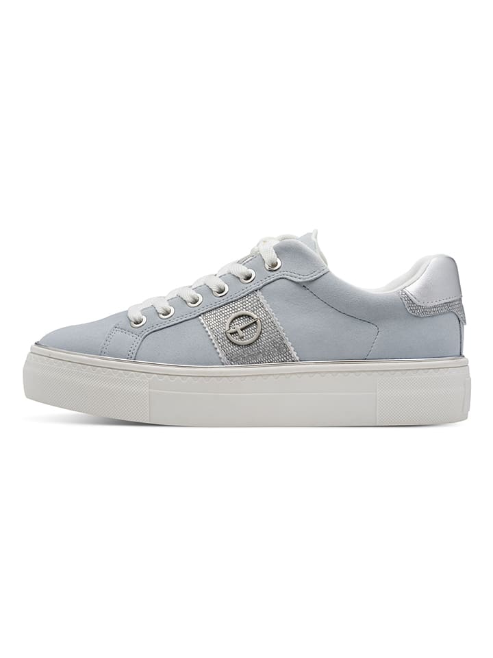 Leder-Sneakers in Hellblau