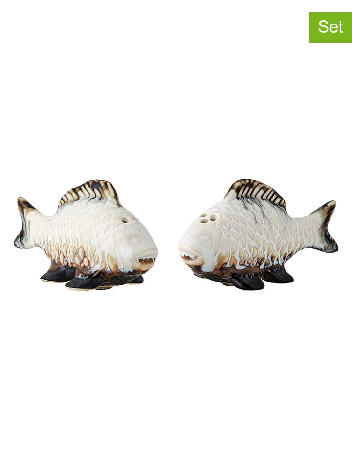 2-częściowy zestaw "Chase" w kolorze biało-brązowym - wys. 4,5 cm