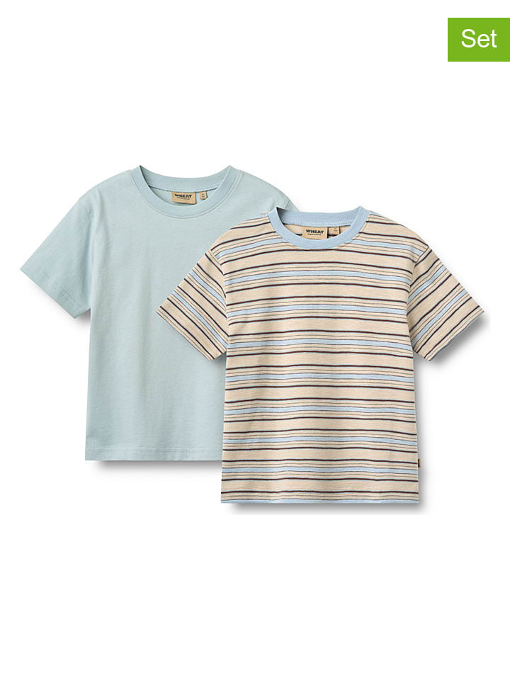 2-delige set: shirts "Fabian" lichtblauw/beige