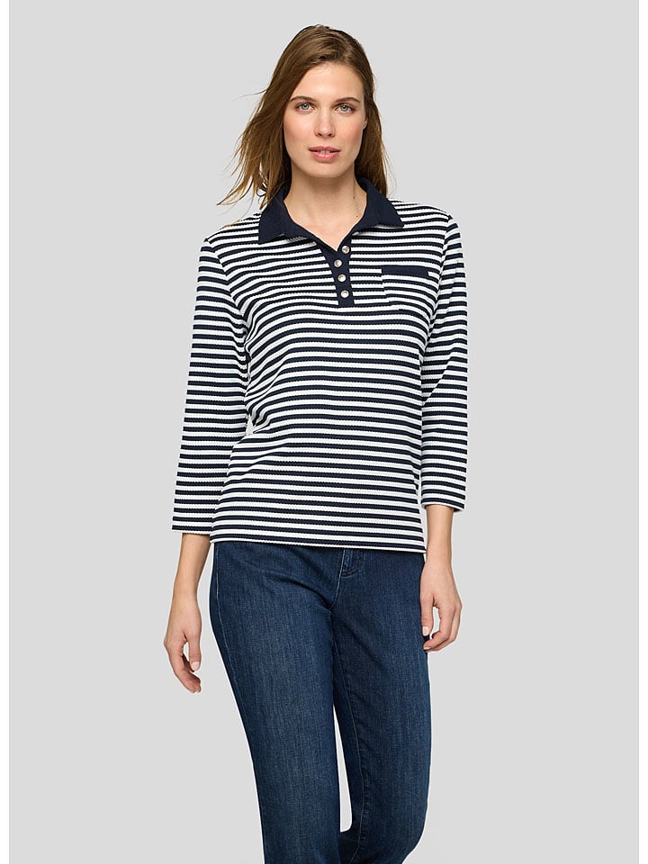 Longsleeve in Dunkelblau/ Weiß