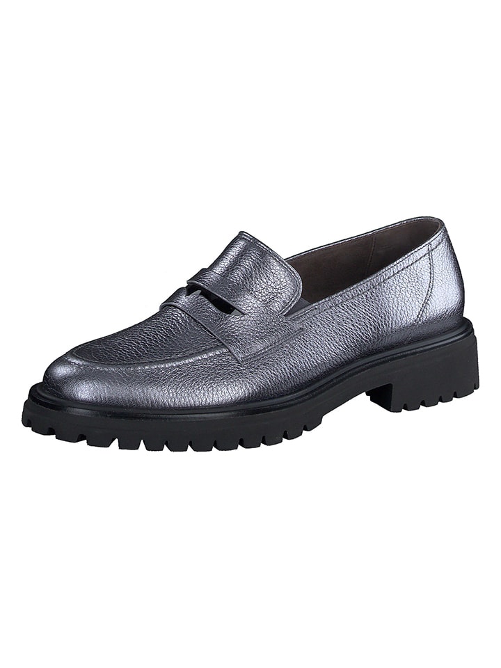 Leder-Mokassins in Silber