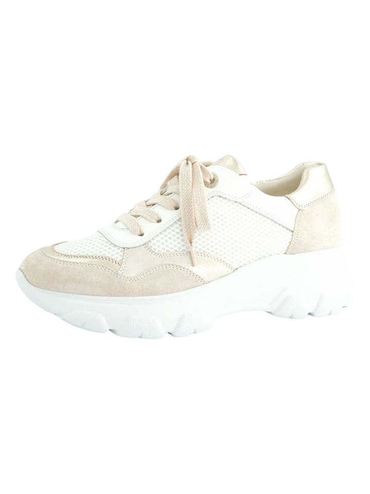 Leren sneakers wit/goudkleurig