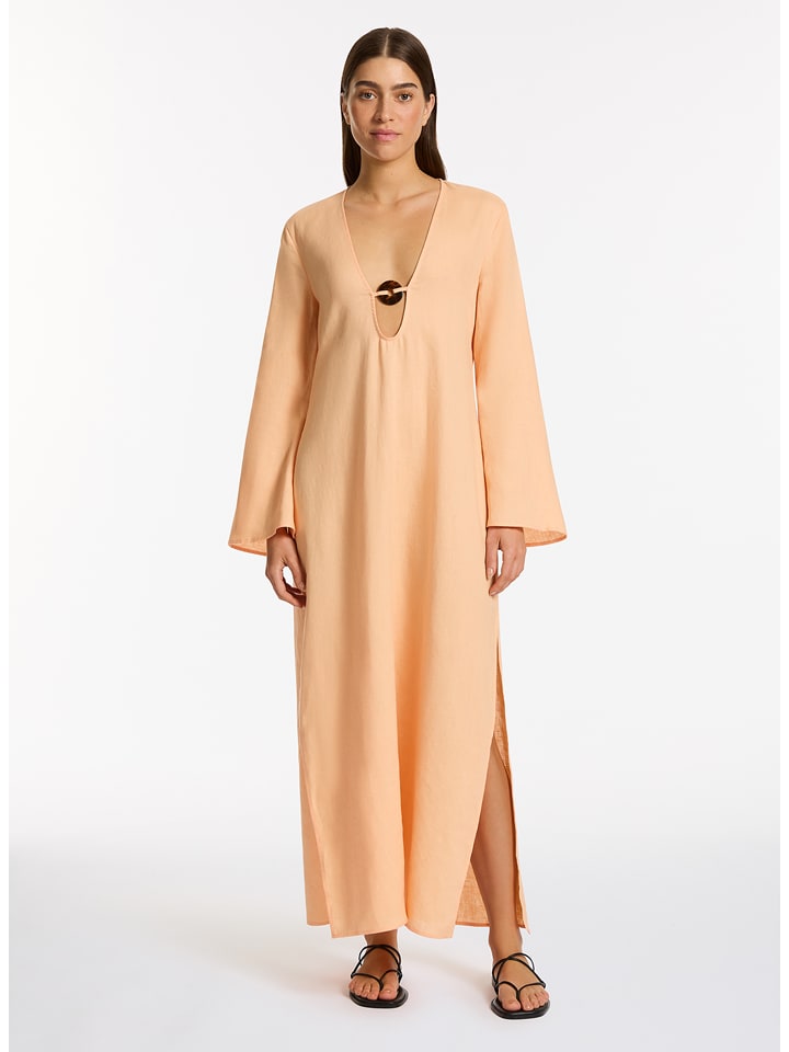 Lniany kaftan w kolorze pomarańczowym