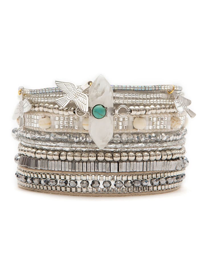 Verzilverde armband "Ohmysilver" met edelstenen