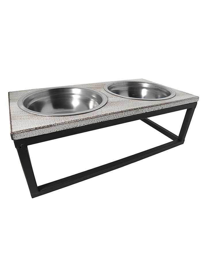 Voerbak wit/bruin - (B)30 x (H)10 x (D)15 cm