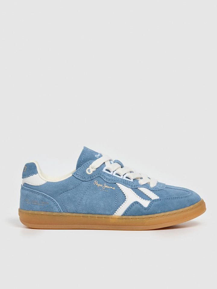 Leren sneakers lichtblauw