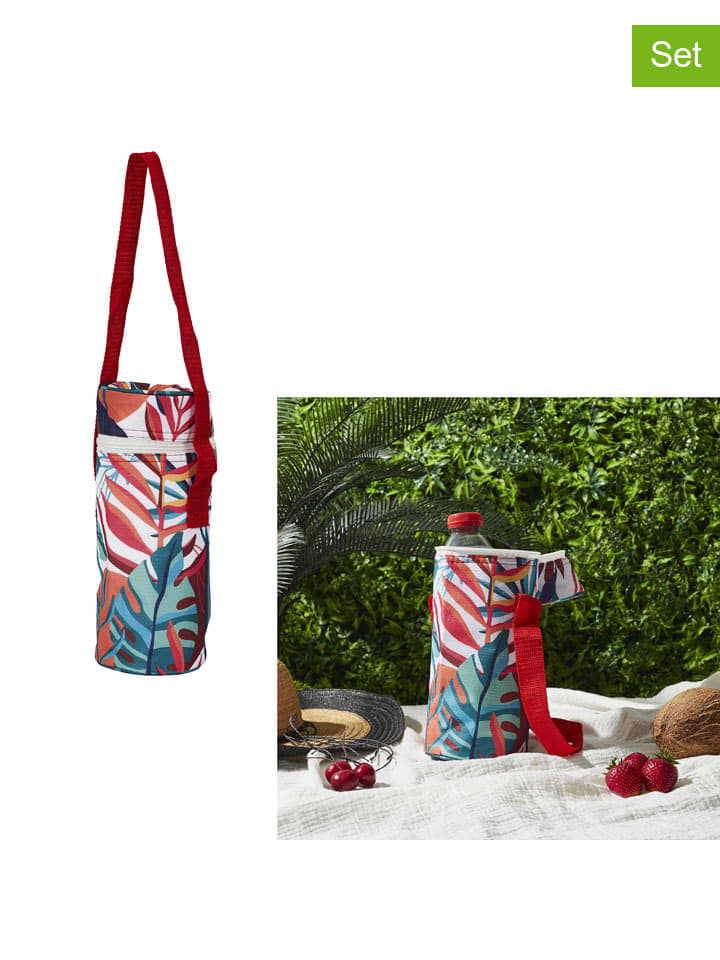 2er-Set: Flaschentaschen in Rot/ Blau - 1,5 l