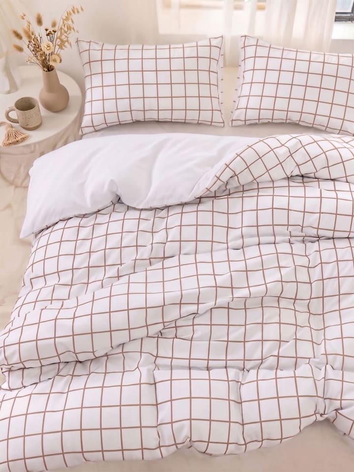 Beddengoedset "Pledsq" wit/beige