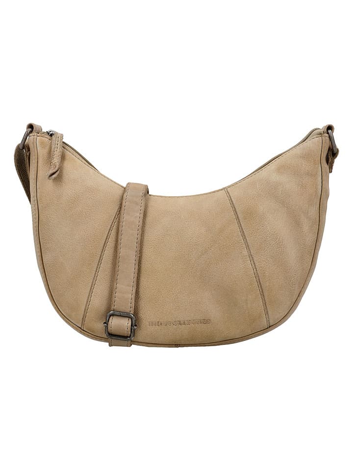 Leren schoudertas beige - (B)28 x (H)21 x (D)6 cm