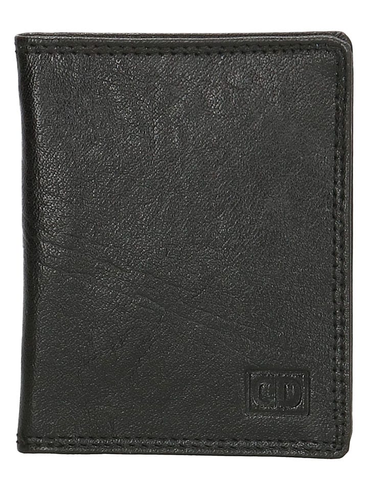 Leder-Geldbörse in Schwarz - (B)8 x (H)10 cm
