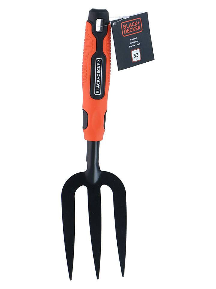 Widły ogrodowe w kolorze pomarańczowo-czarnym - wys. 31 cm