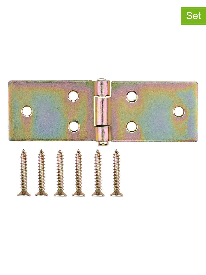 Zawiasy stołowe (4 szt.) w kolorze złotym - 10 x 3,2 cm