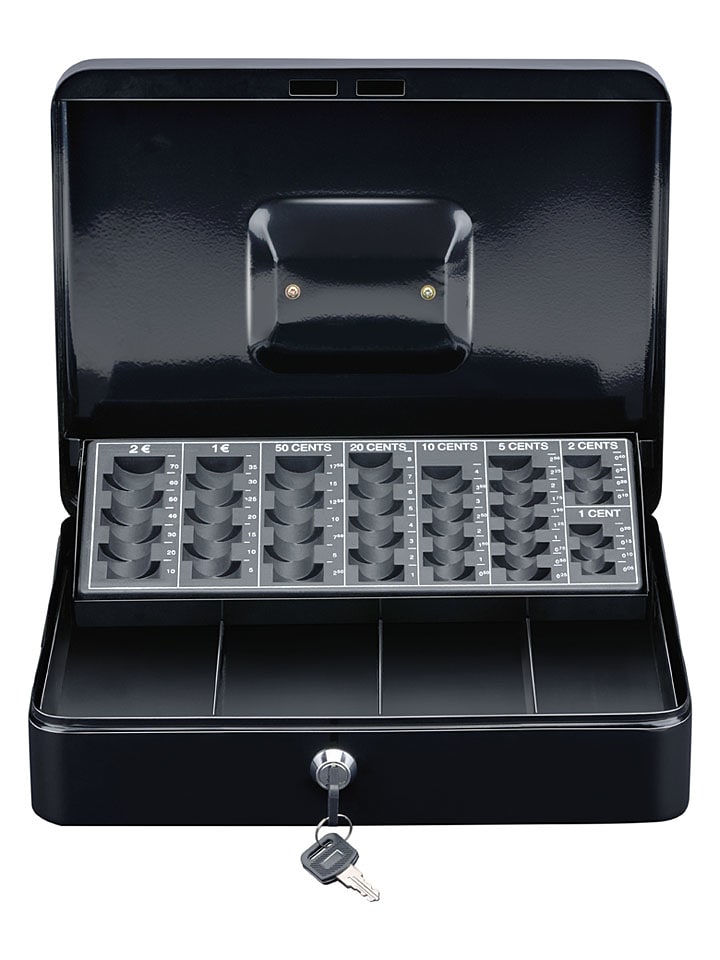 Geldkassette in Schwarz - (B)30,5 x (H)8,5 x (T)24 cm