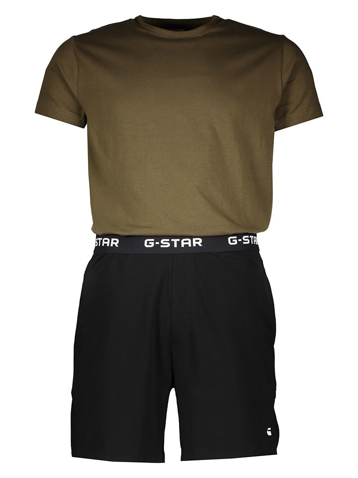 Pyjama in Khaki/ Schwarz