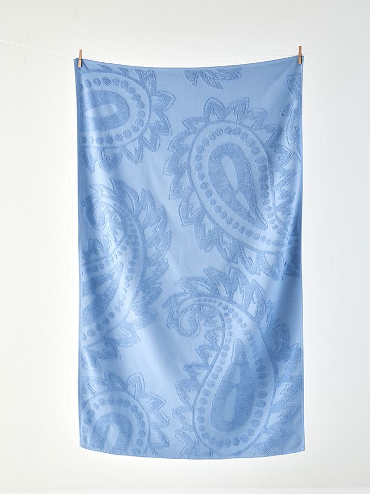 Ręcznik plażowy "Paisley" w kolorze niebieskim - 160 x 90 cm