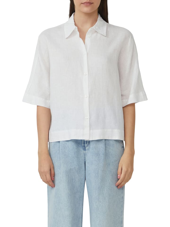 Leinen-Bluse in Weiß