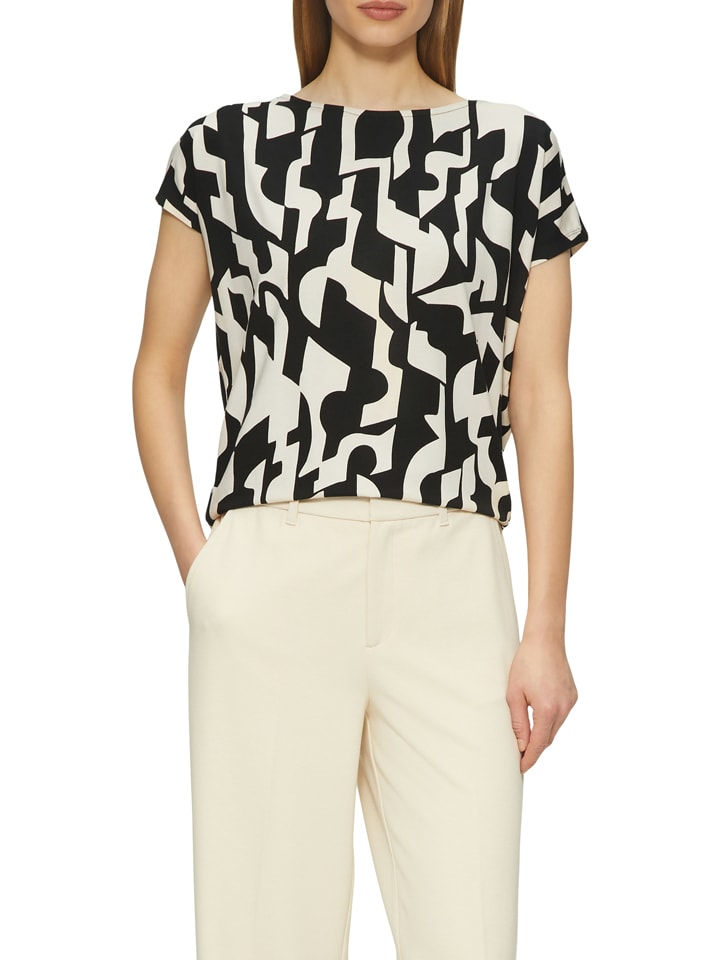 Shirt in Beige/ Schwarz