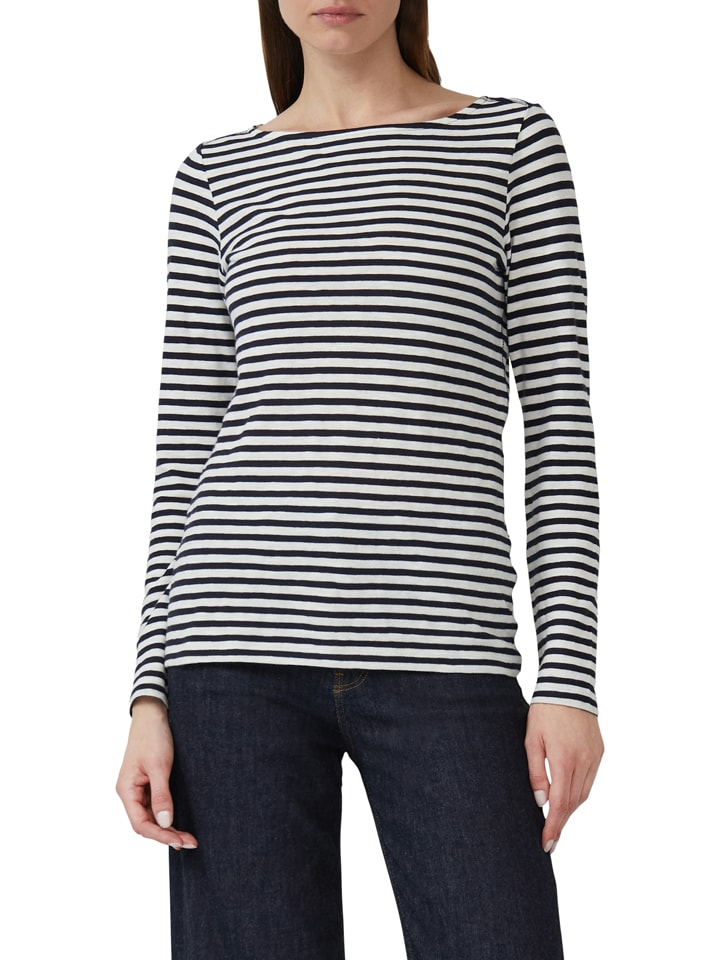 Longsleeve in Dunkelblau/ Weiß