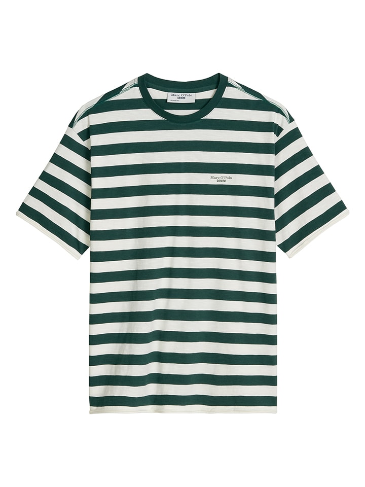 Shirt in Dunkelgrün/ Weiß