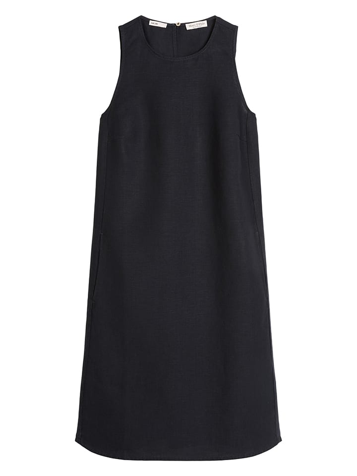 Leinen-Kleid in Schwarz