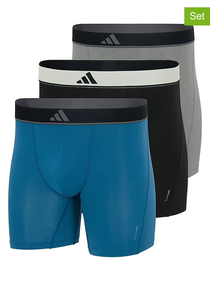 3er-Set: Boxershorts in Blau/ Schwarz/ Grau