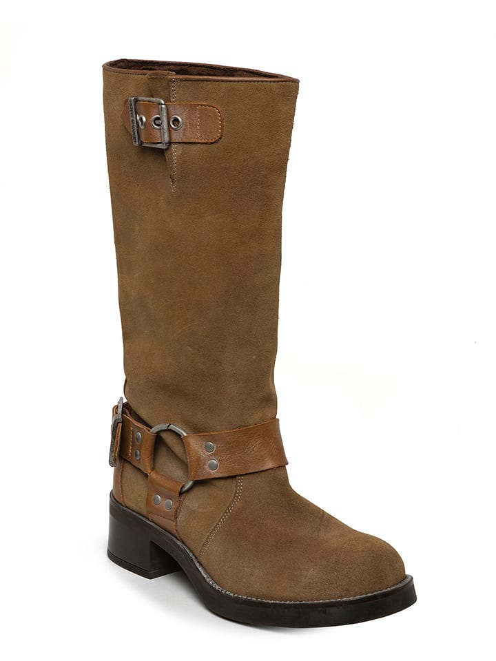 Leder-Stiefel "Beau" in Beige