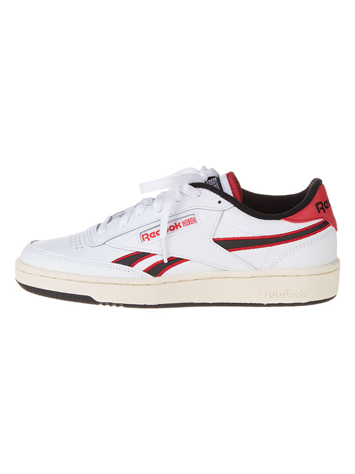 Skórzane sneakersy "Club C Revenge" w kolorze biało-czarno-czerwonym