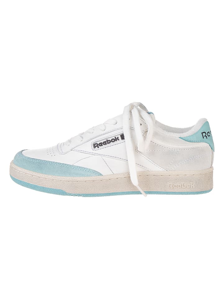 Skórzane sneakersy "Club C Vintage" w kolorze biało-błękitnym