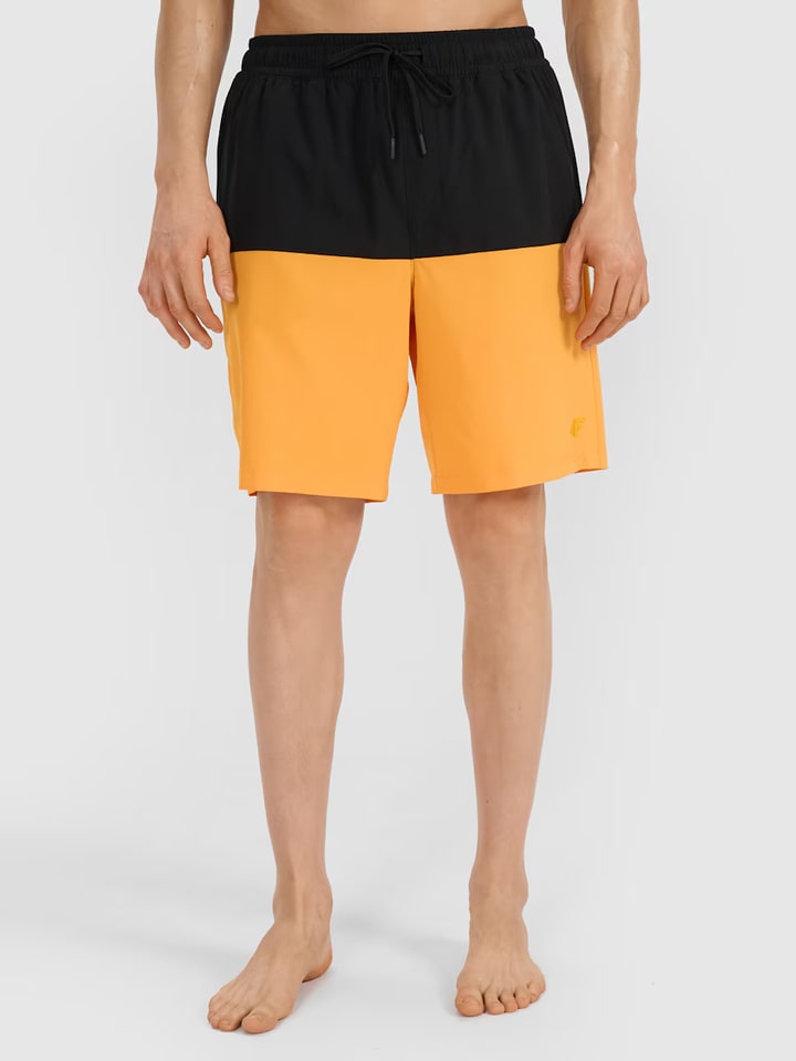 Badeshorts in Schwarz/ Orange