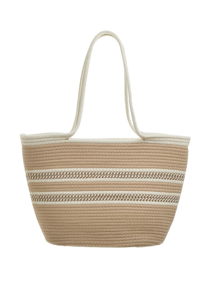 Shopper bag w kolorze beżowym - 45 x 30 x 15 cm