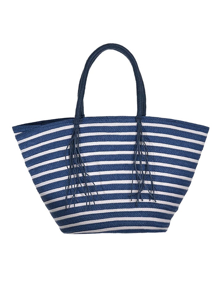 Torebka w kolorze granatowo-białym - 30 x 27 x 17 cm