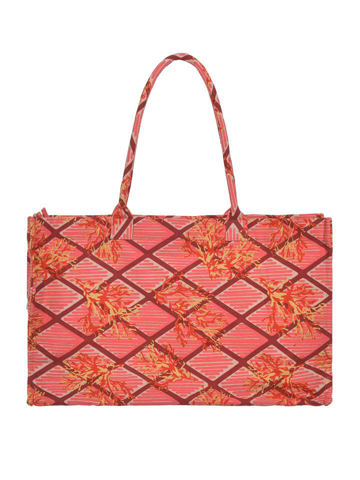 Shopper bag w kolorze pomarańczowo-różowym - 58 x 32 cm