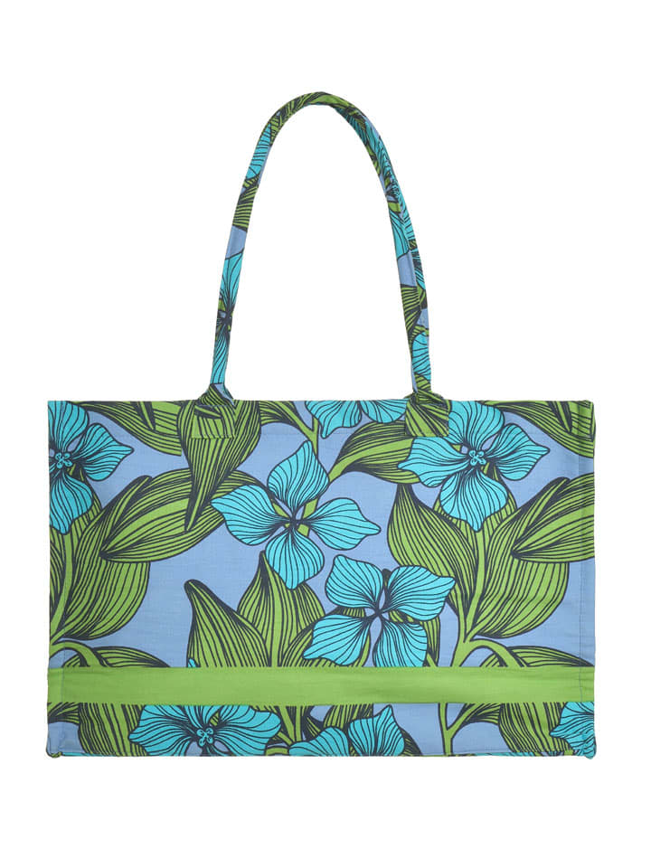Shopper bag w kolorze błękitno-zielonym - 58 x 32 cm