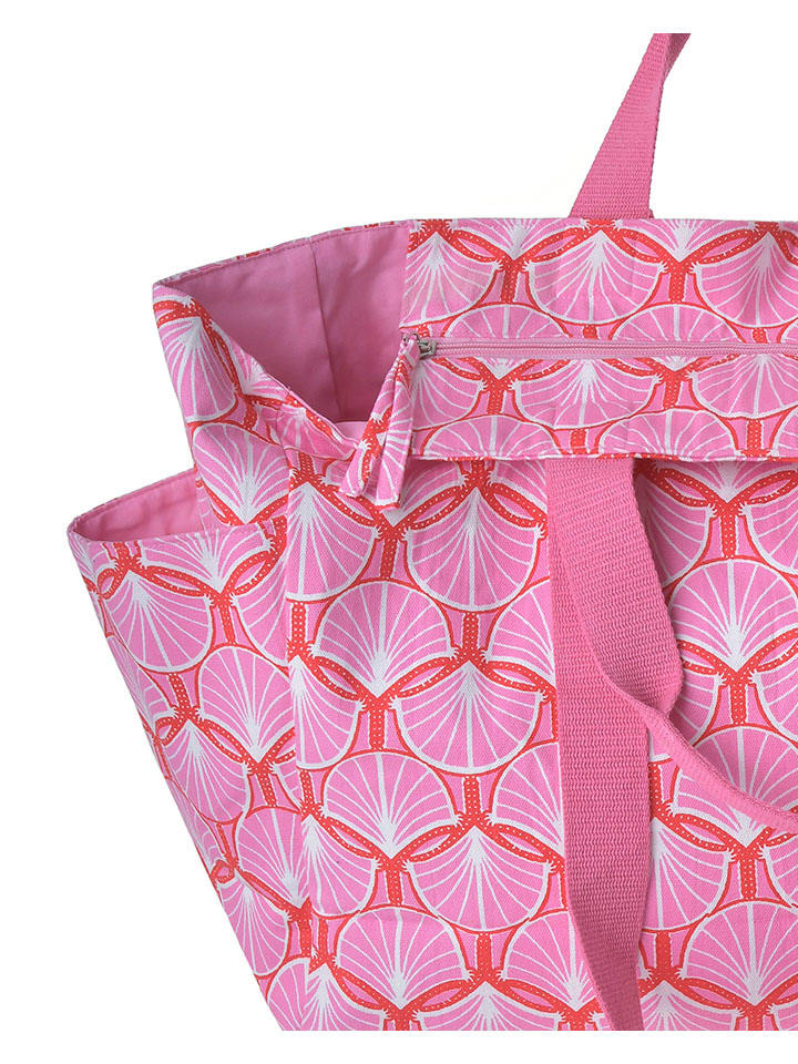 Shopper bag w kolorze jasnoróżowym - 48 x 38 x 18 cm