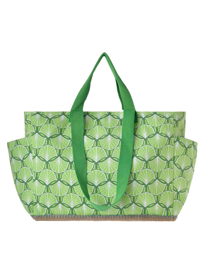 Shopper bag w kolorze zielonym - 48 x 38 x 18 cm