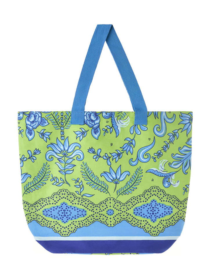 Shopper bag w kolorze zielonym - 40 x 43 x 20 cm